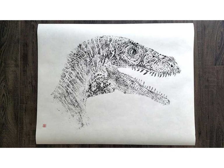 Velociraptor Gyotaku Print at the Natural History Museum Store